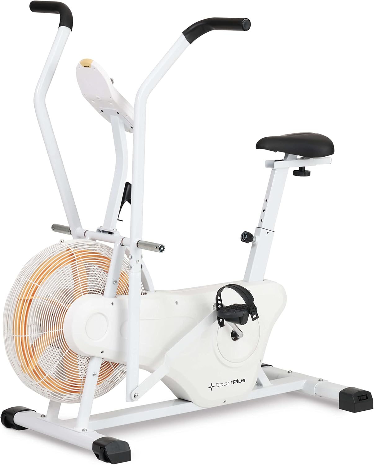 Cyclette SP-FB-2100-, per HIIT, portata fino a 135 kg, professionale Air Bike con resistenza all'aria e compatibilità con l'app, SportPlus