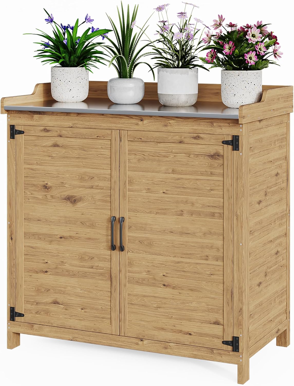 Tavoli per la germinazione, Tavolo per Piante con Mobile Base, Armadietto da Esterno in Legno, 98x48x95 cm), Bealife