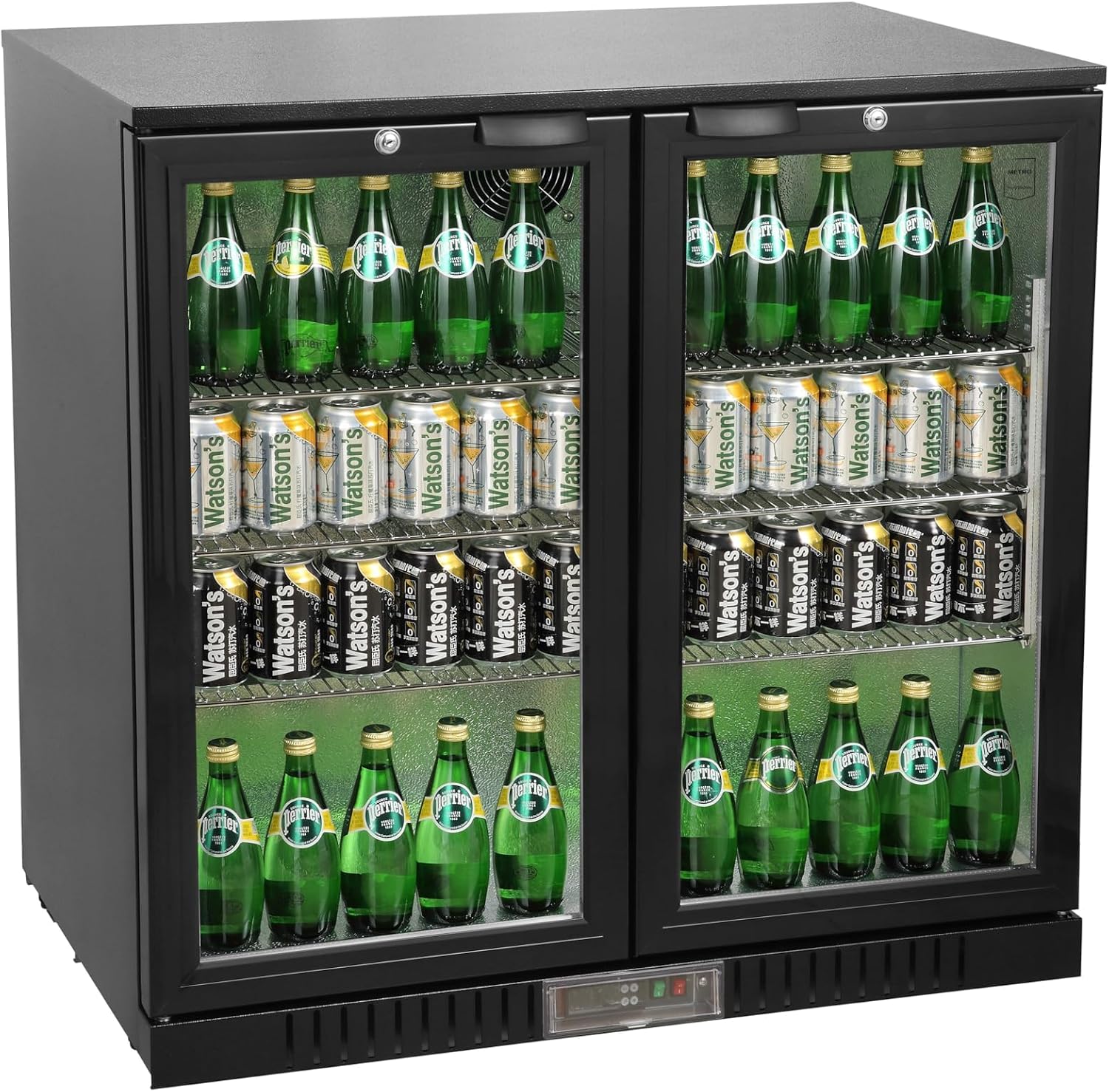 Frigoriferi per bevande, 198 L, vetro, Refrigerazione Ventilato, con Serratura e Chiave, acciaio, alluminio, METRO Professional