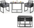 Set mobili da giardino, per Balcone Giardino, Tavolo in Vetro Temperato, Set di 3 Pezzi Pranzo da Giardino, COSTWAY