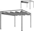 Gazebo, Pergolato da Giardino in Poliestere e Metallo, per Patio, Esterno, Grigio Scuro, Fori di Drenaggio, Picchetti e Viti, Terrazzo, Outsunny