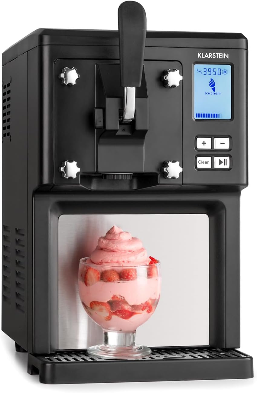 Macchine del gelato, 1,5 litri, funzione di mantenimento in freddo, timer digitale, nera, senza pre-congelamento, KLARSTEIN