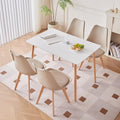 Set sala da pranzo, Soggiorno, Tavolo Rettangolare e 4 Sedie da Cucina in Stile Scandinavo, per Sala da Pranzo, Bianco+cachi, HJhomeheart