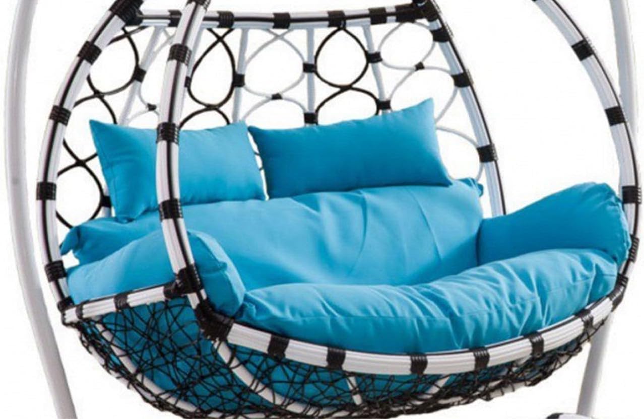 Sedia sospesa, doppia impermeabile per 2 persone, in rattan, design a nido d'uovo, altalena con cuscini, Generic