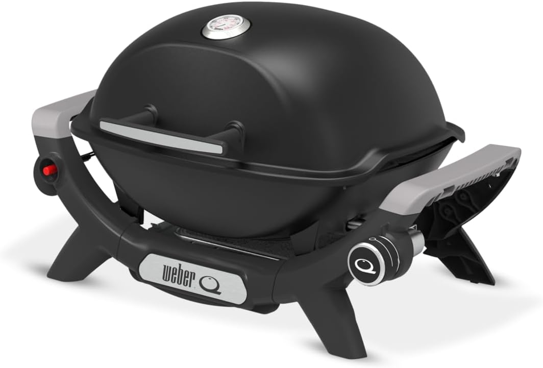 Barbecue elettrici 1100N, coperchio e corpo in alluminio pressofuso - Nero (1501925), 1 bruciatore, Q barbecue a gas, barbecue portatile, Weber