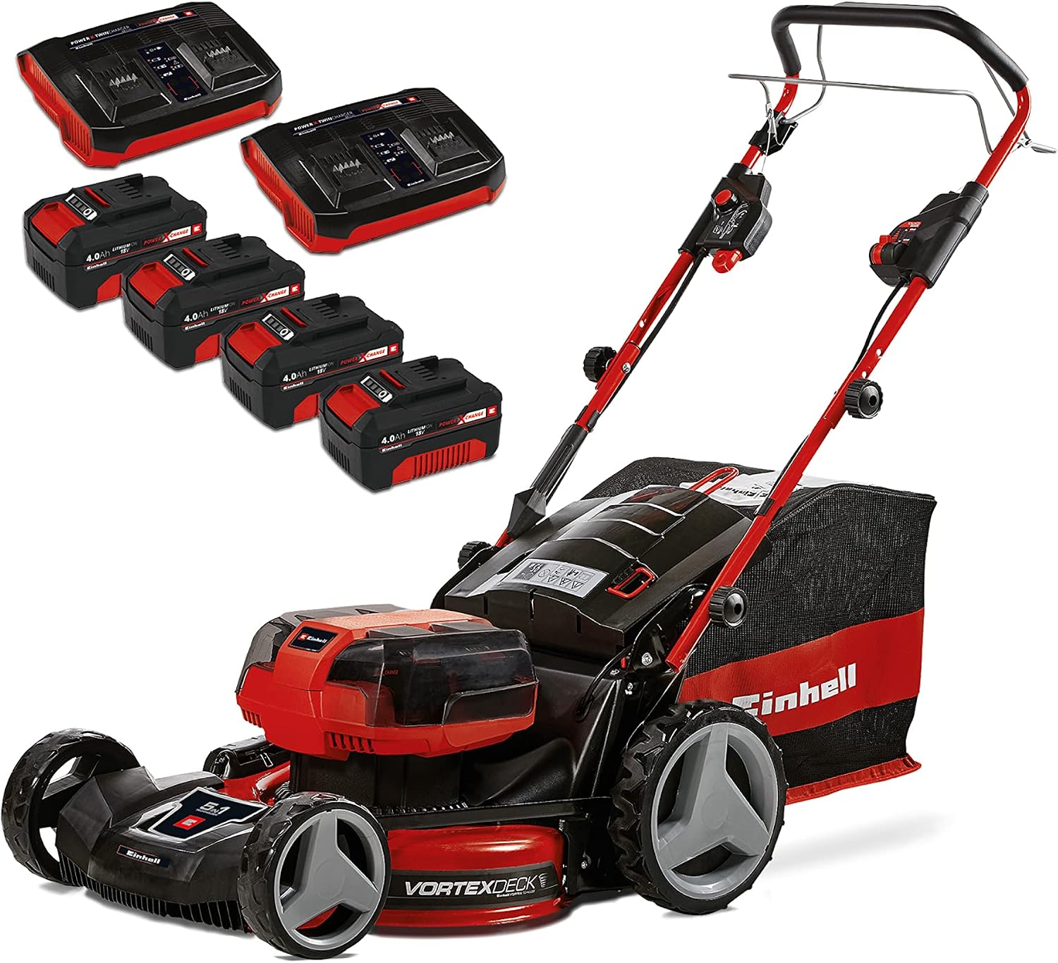 Einhell tosaerba, Professional a batteria GP-CM 36, 47 cm larghezza di taglio, 700 m2, funzione mulching incl. 4x 4,0 Ah batteries, trazione semovente