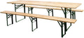 Set mobili da giardino, Ideale per Arredo da Esterno, Tavolo e Panche in Legno e Acciaio, Spessore Legno cm. 2.6, Richiudibile, TATA LINDA