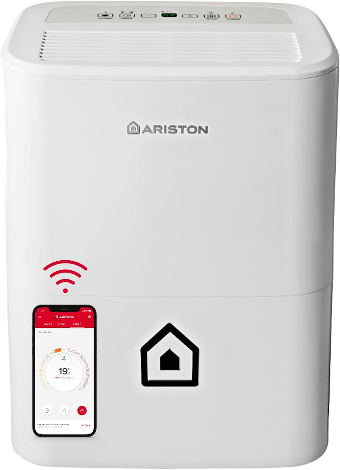 Deumidificatori 16S, DEOS NET Wifi - Deumidificatore Casa Muffa Portatile 16 L, 24h con Ruote, Max 330 W Compatibile con App, Ariston