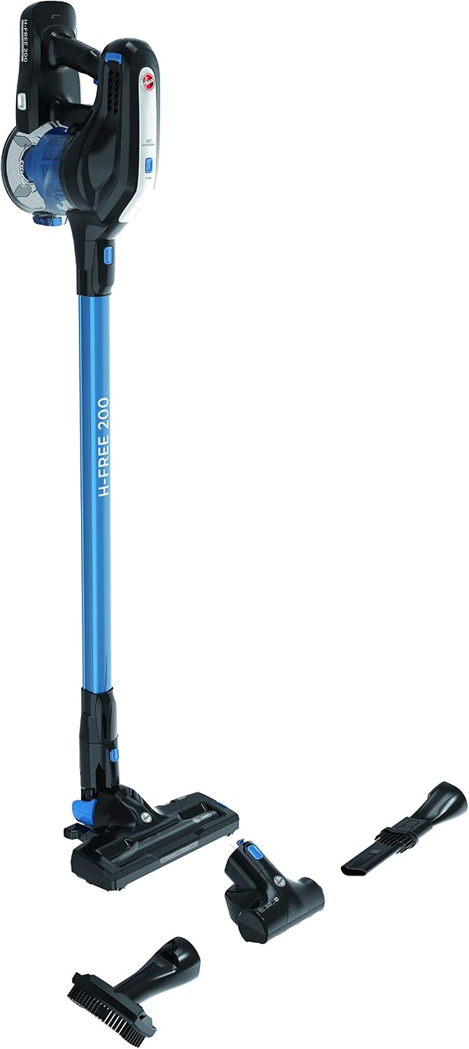 Aspirapolvere senza fili HF222UPT, Nero, Blu, Spazzola per Peli Animali, Autonomia 40 min, Tecnologia Ciclonica, Multifunzione, Leggera, Hoover