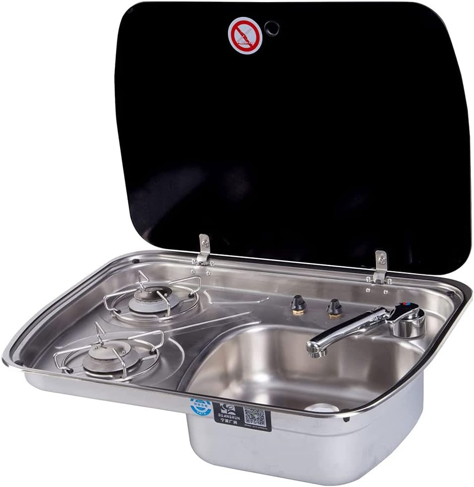 Fornellini elettrici, stufa per piano cottura per camper incorporata, versatile fornello a gas pieghevole per camper con lavello, NAMVI