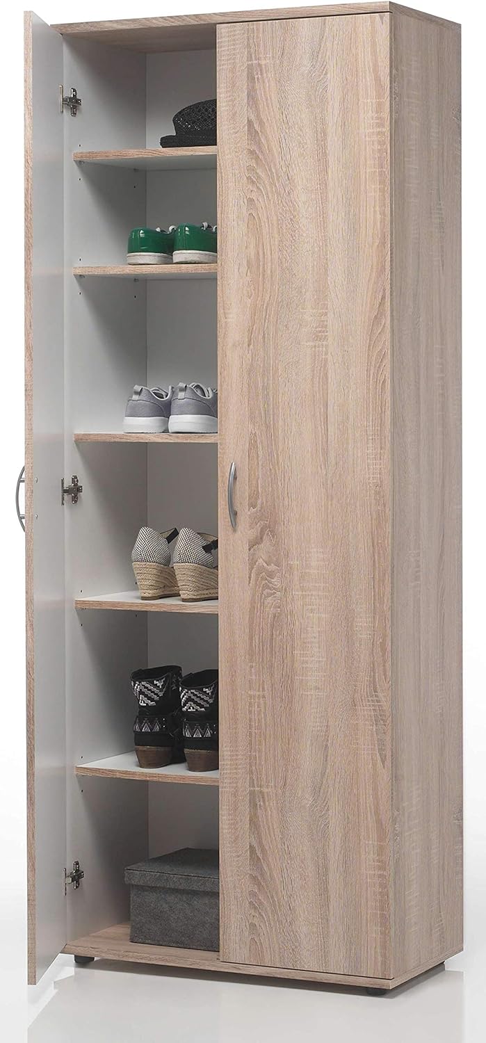 Scarpiere, Talento - Scarpiera in legno laminato con 2 ante a battente e 5 ripiani interni, AVANTI TRENDSTORE