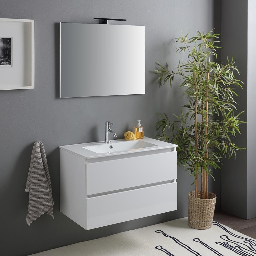 Mobiletti con lavabo, specchio con lampada, Benaco, Kiamami Valentina