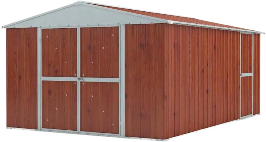 Casette da giardino, Box in Acciaio Zincato Casetta da Giardino in Lamiera 3.60 x 4.30 m x h2.10 m - 185 kg - 15 metri quadri (Finitura Legno), Notek