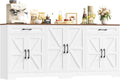 Credenza, Bianco, Cucina, Soggiorno con 2 Cassetti 6 Ante per Sala da Pranzo, 180×87×34, Mobile TV, HOCSOK