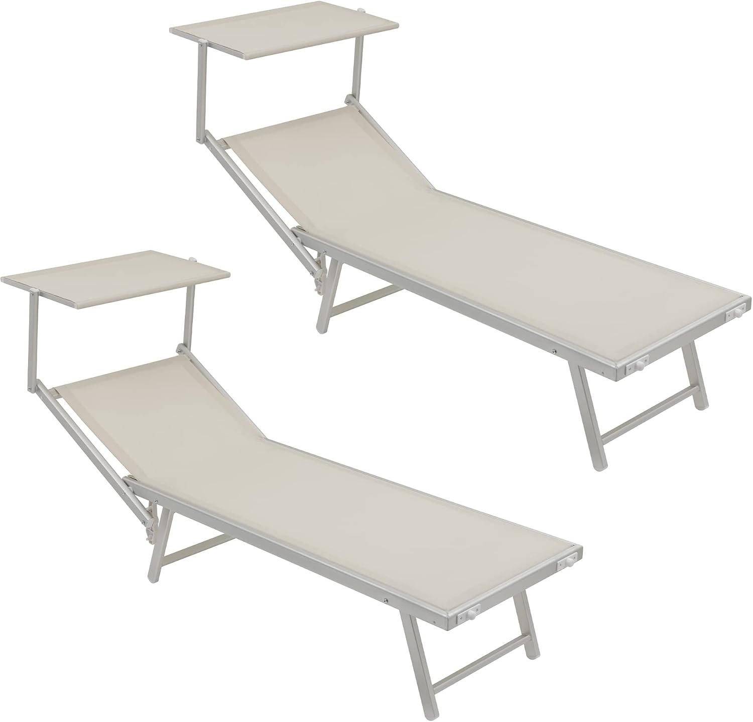 Lettino prendisole, 60x190x35 Bianco, Comodo e Resistente lettino da giardino, Spiaggia, Piscina Rivestito in Textilene, Baroni Home