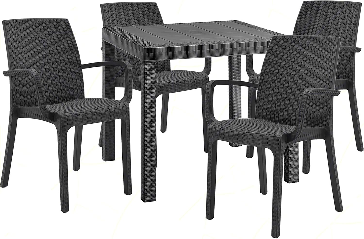 Set da pranzo, Sicignano, Resistente agli UV, Made in Italy (Antracite), Sicignano Casalinghi Ingrosso Casalinghi Arredo Giardino Hotellerie