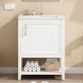 Mobili a terra, Mobile da bagno singolo, con lavabo in ceramica, con ripiano (bianco), Mielvu