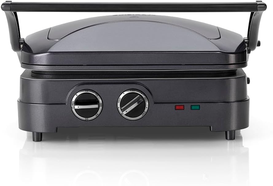 Padelle grill GR47BE, Grill Piastre anti-aderenti rimovibili e lavabili in lavastoviglie, Utilizzabile chiusa o aperta, blu, CUISINART