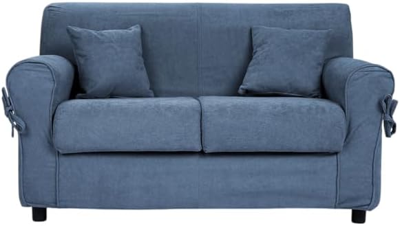 Divano, 2 posti sfoderabile in tessuto imbottito larghezza 150 cm Blu balena, Liberoshopping