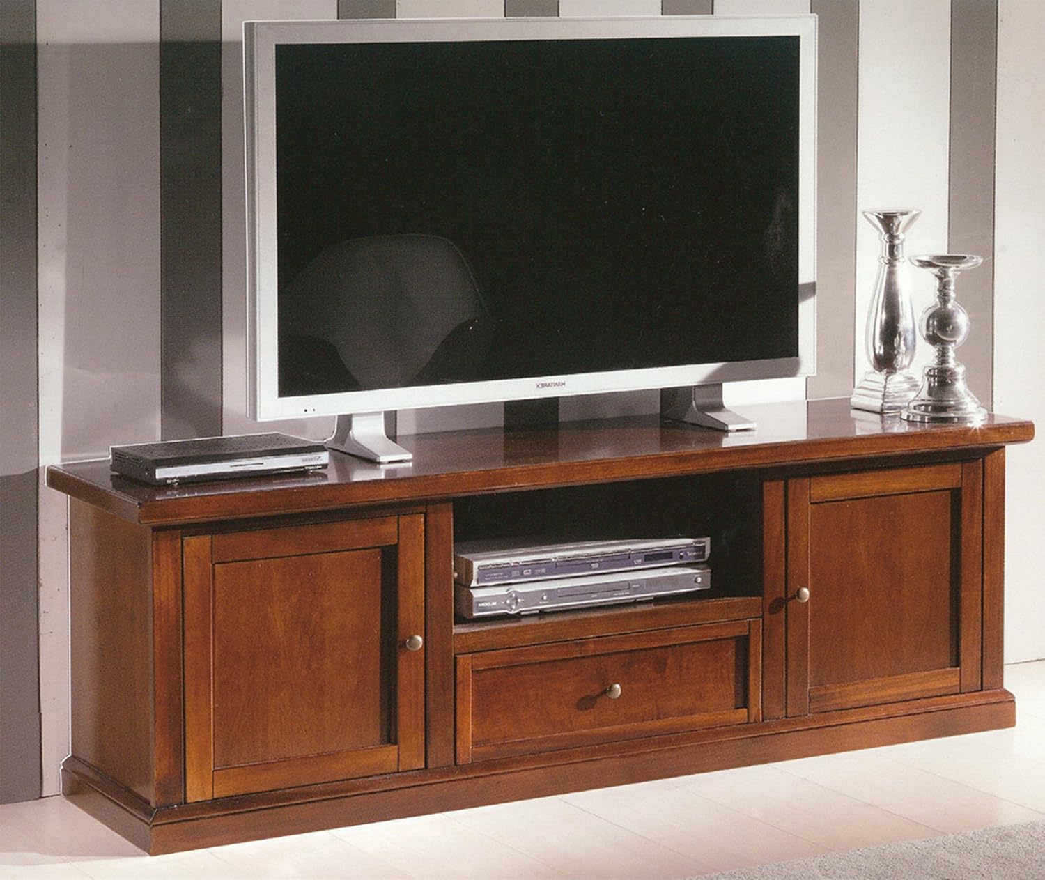 Mobili 160X56, noce, arte povera - cm, Porta TV in legno massello, Zenzero Shop