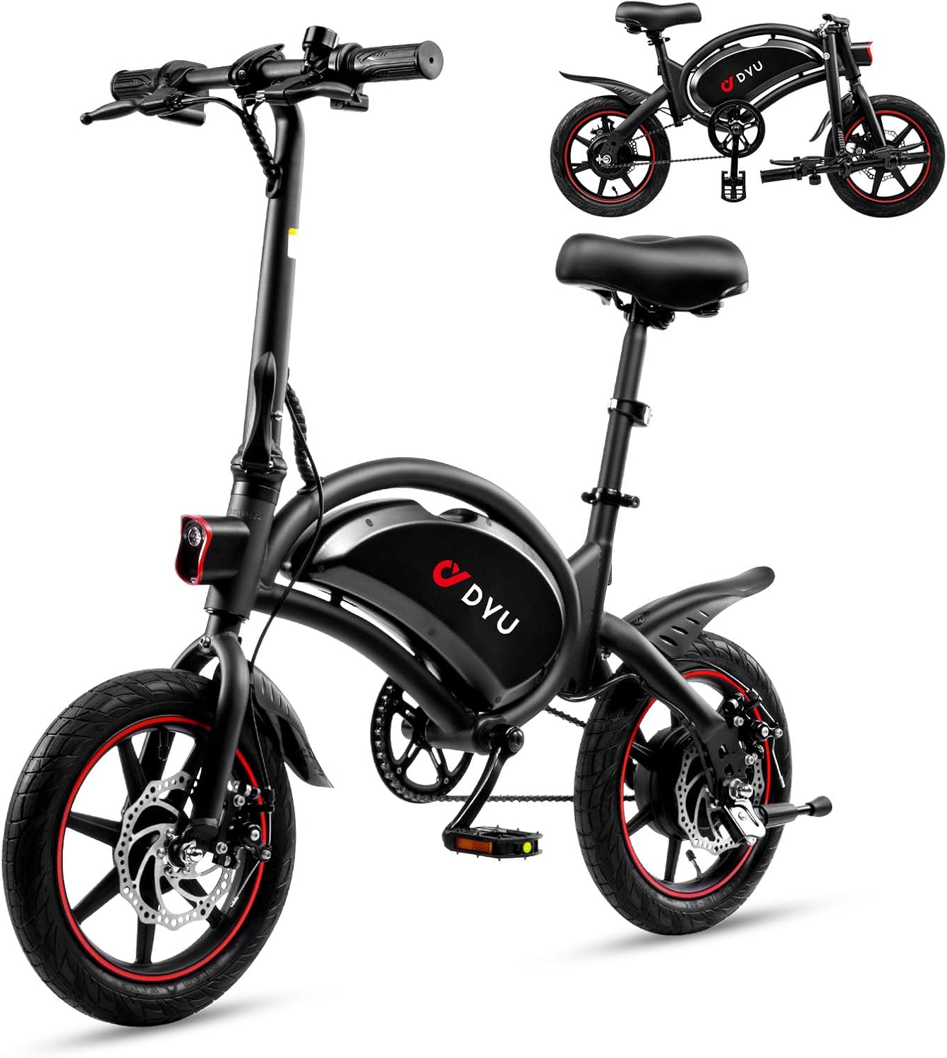 Bici elettriche 10-, 14 pollici Portatile E-bike, Bicicletta Elettrica Pieghevole, Smart Bici Elettrica con Pedalata Assistita, Unisex Adulto, DYU
