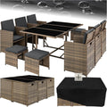 Set mobili da giardino, Arredamento Giardino Elegante, 6 Sedie da Esterno, Ideale per Balcone, Giardino e Terrazzo - Naturale, 4 Sgabelli, tectake