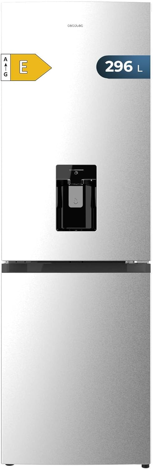 Cecotec frigorifero combinato, 2 Porte con distributore d'acqua Bolero CoolMarket Combi 296 DF WD Inox E. 296 L, 60 cm di larghezza, LED interno