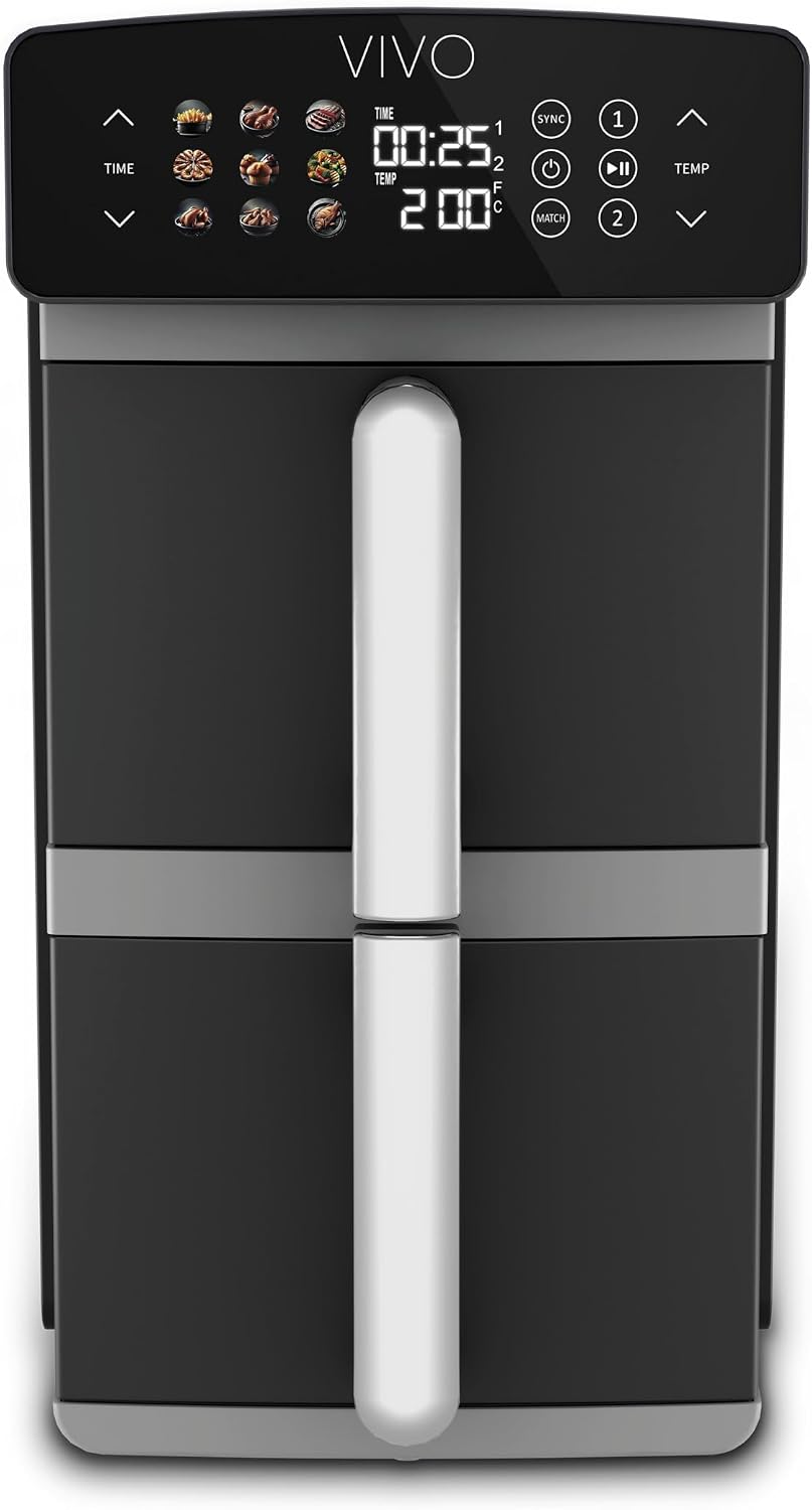 Friggitrice ad aria, Capacità 11 Lt, Cottura su 4 Livelli, 9 Programmi, Temperatura da 60° a 220°, 2400 W, Doppio Cestello Verticale, CLASSE ITALY
