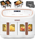 Friggitrice ad aria AF34, Air Fryer 2400 W, 2 cestelli da 5 L e 1 Cestello da 10 L, WE extra grande, calda con finestra di controllo, Duronic