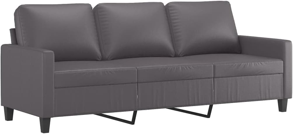 Divano, a 3 Posti Grigio 180 cm in Similpelle, da salotto, seduta, imbottito, da soggiorno, in finta pelle, vidaXL