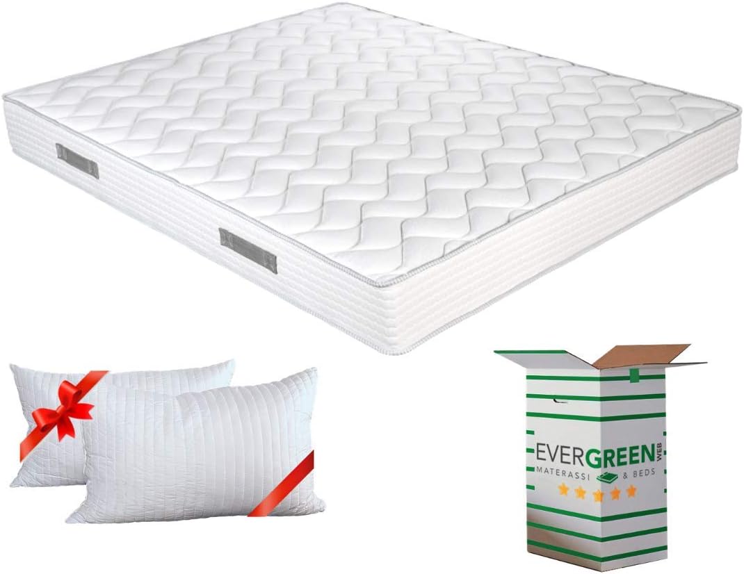 Materassi, Rivestimento Bianco MASSAGGIANTE Antiacaro per Reti e Letti Matrimoniali, Ortopedico, EVERGREENWEB MATERASSI & BEDS