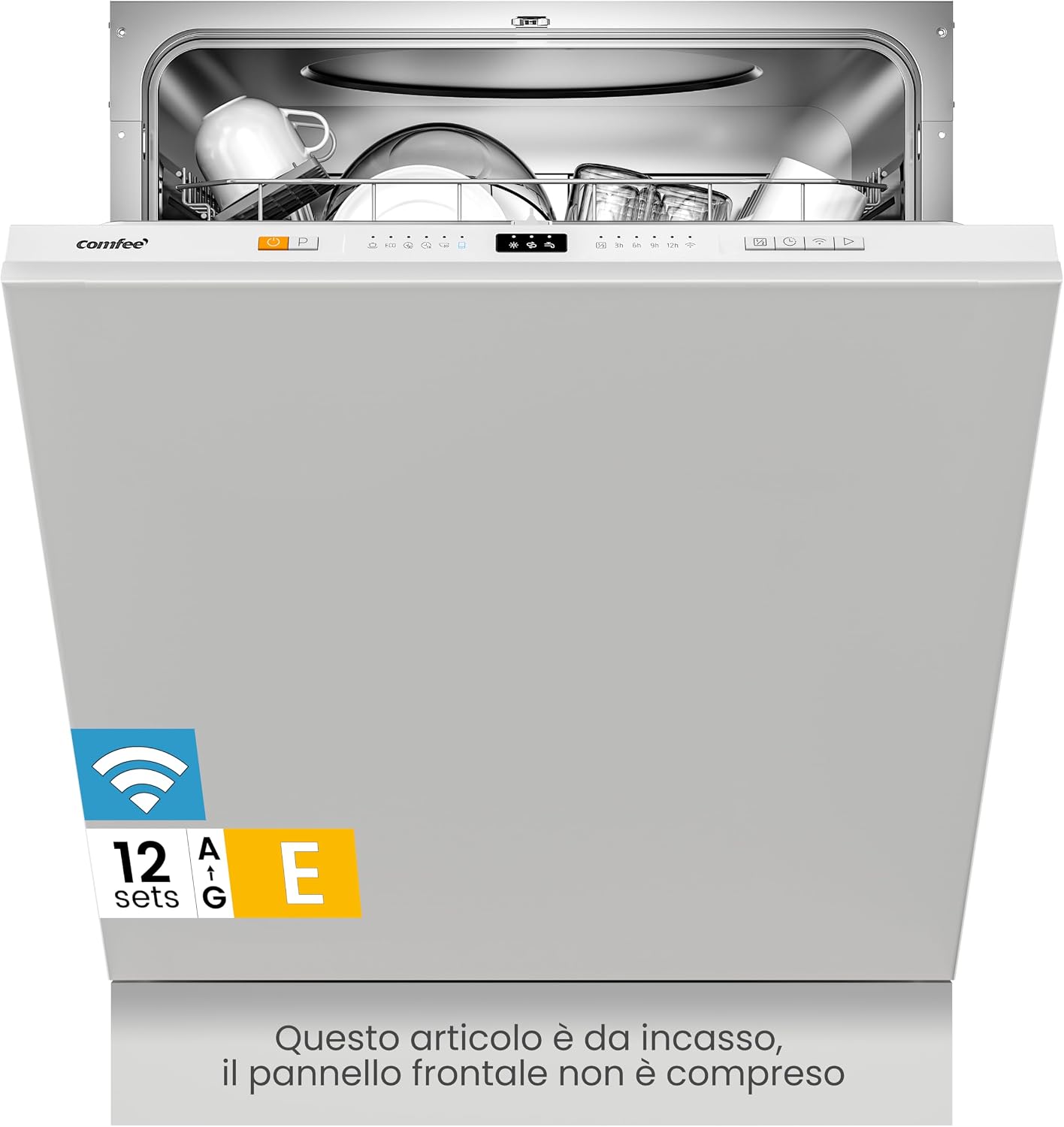 Lavastoviglie CDWPB1215P-W, da Incasso con 12 coperti, 8 Programmi, di avviamento ritardato, Funzione di Mezzo Carico, Home Connect, COMFEE'