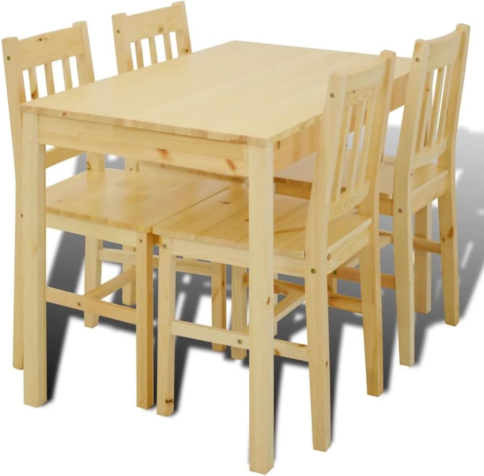 Set sala da pranzo, Set da Pranzo in Legno Colore Naturale Salotto Tavolo e 4 Sedie Cucina, vidaXL
