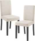 Sedie, Set di 2 Imbottite da Sala Pranzo con Gambe in Legno Massiccio Rivestimento in Tessuto per Cucina Salotto Ufficio - Beige, [en.casa]