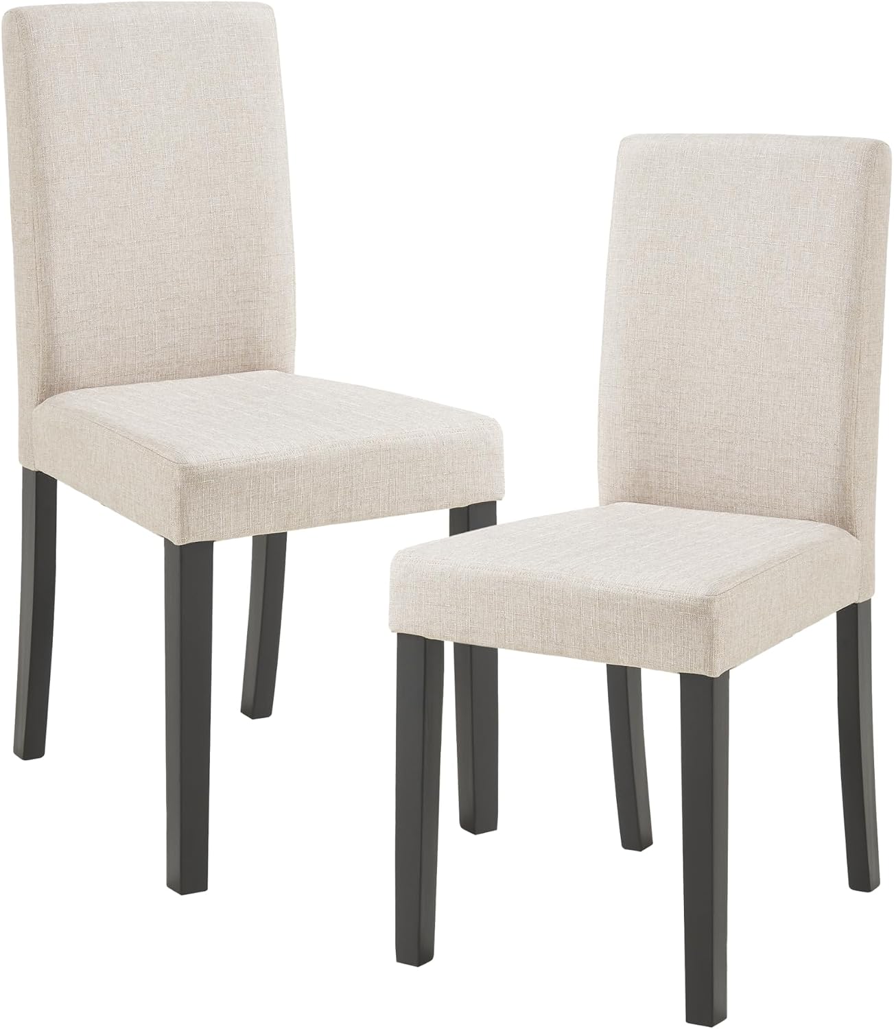 Sedie, Set di 2 Imbottite da Sala Pranzo con Gambe in Legno Massiccio Rivestimento in Tessuto per Cucina Salotto Ufficio - Beige, [en.casa]