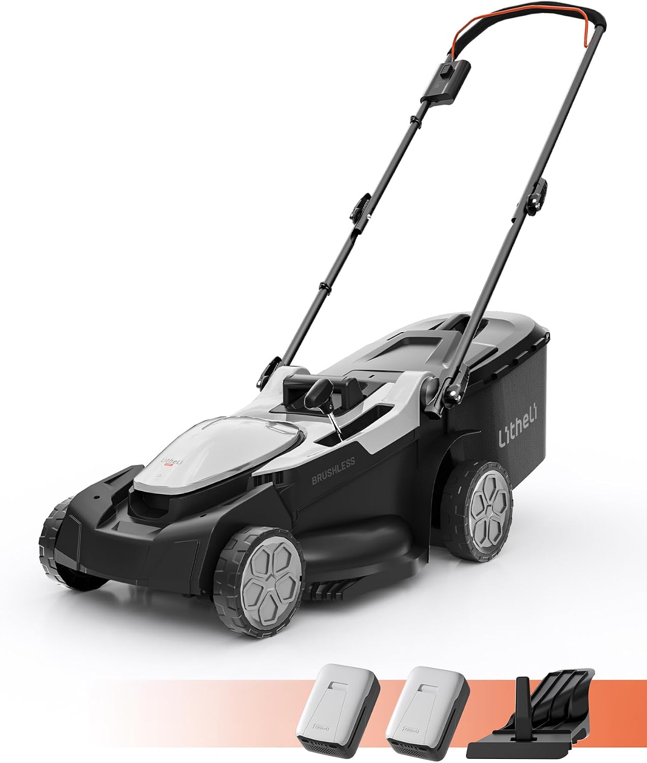 Tosaerba U20, a Batteria 43 cm, Altezza Regolabile 25-75 mm, Sacco 40 L, per Prati Fino a 500m2 (Motore senza spazzole), LiTHELi