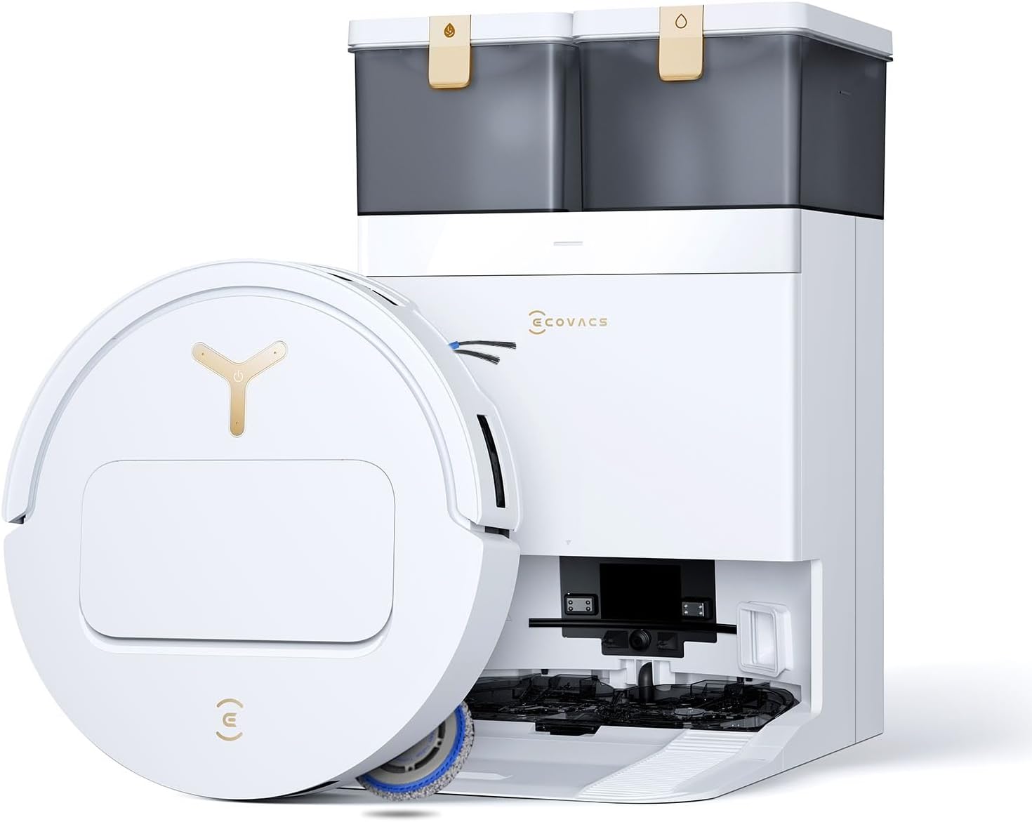 Robot aspirapolvere T50, DEEBOT PRO OMNI Gen3 Lavapavimenti, 25.000 Pa, AIVI 3D 3.0, lavaggio a 75 °C, 81 mm, detergente automatico, Bianco, ECOVACS