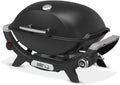 Barbecue a gas Q2100N, griglia in ghisa Smaltata in Porcellana a 2 sezioni - Nero (1501082), 1 bruciatore, Barbecue Portatile, Coperchio Alto, Weber