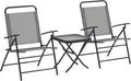 Set bistrò, Cortile, Grigio, Set da Giardino 3 Pezzi con 2 Sedie da Giardino Pieghevoli con Schienale Regolabile e Tavolo, Outsunny
