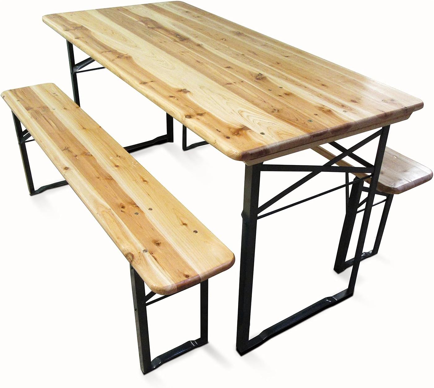 Set da pranzo, Misure Tavolo 150 x 76 x 70 cm, Misure Panca 150 x 44 x 25 cm, Colore Marrone, Set Tavolo e panchine richiudibili da birreria, Dmora