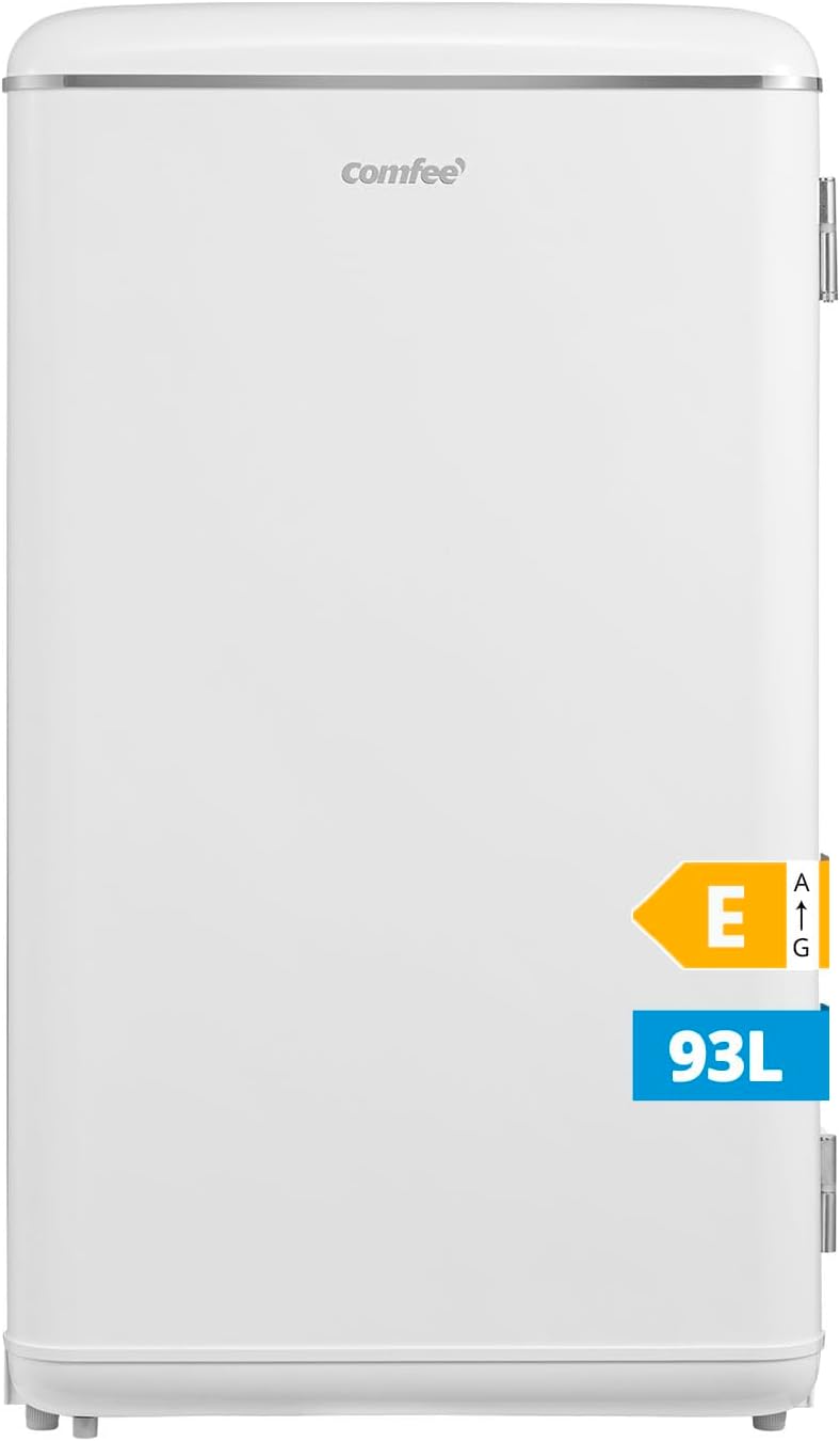 Mini congelatori RCD93WH2EURT, Design retrò, Mini frigo da tavolo, Termostato regolabile, Silenzioso, ufficio e hotel, Adatto per casa, COMFEE'