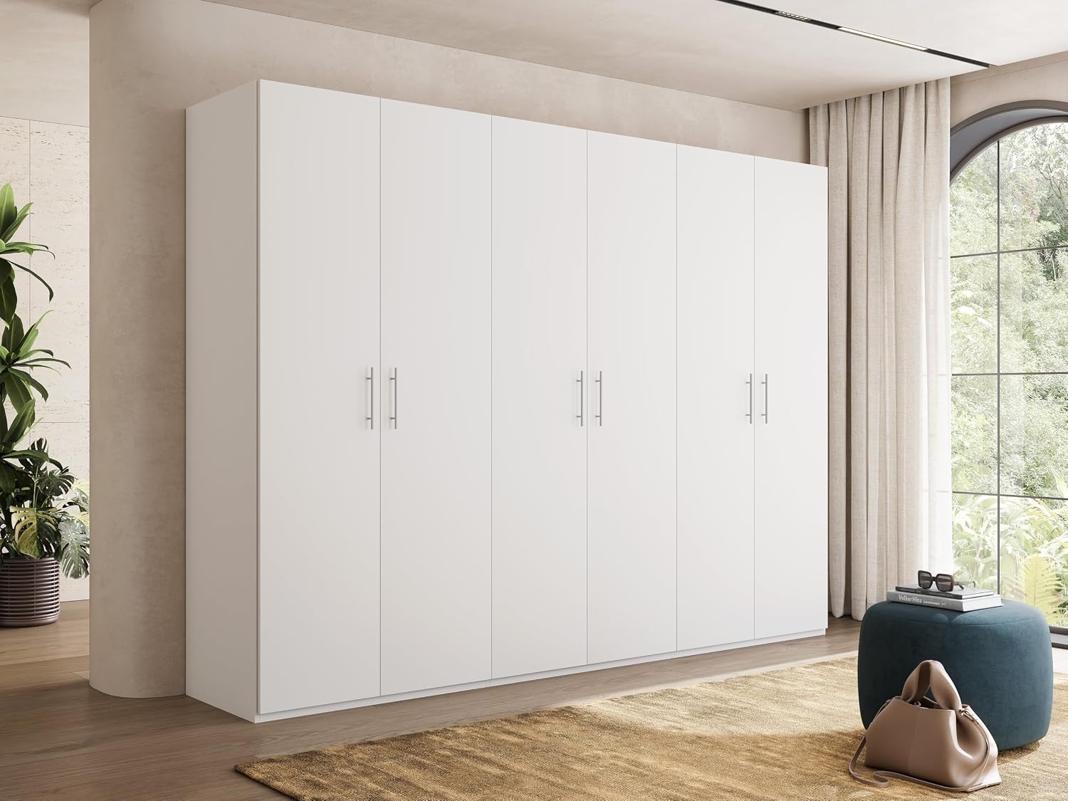 Armadio, Germanvox Swift Guardaroba 6 ante Camera da Letto Bianco Opaco Made in Italy L.270 P.53 H.202 cm, My Brand