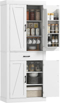 Credenza, Bianco, Mobile Cucina con 6 Portaspezie sulla Porta, per Sala da Pranzo, 4 Ante a Fienile e Cassetto, Soggiorno, HOMCOM