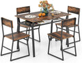 Set sala da pranzo, tavolo da pranzo, telaio in metallo, Set da pranzo con 4 sedie, set da cucina per 4 persone, set per sala da pranzo, GIANTEX