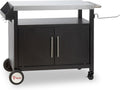 Carrelli, Carrello per barbecue 103,5 x 59 x 81 cm, Tavolo per barbecue con ampio piano di lavoro, Tavolo per barbecue outdoor, argento, BBQ-TORO